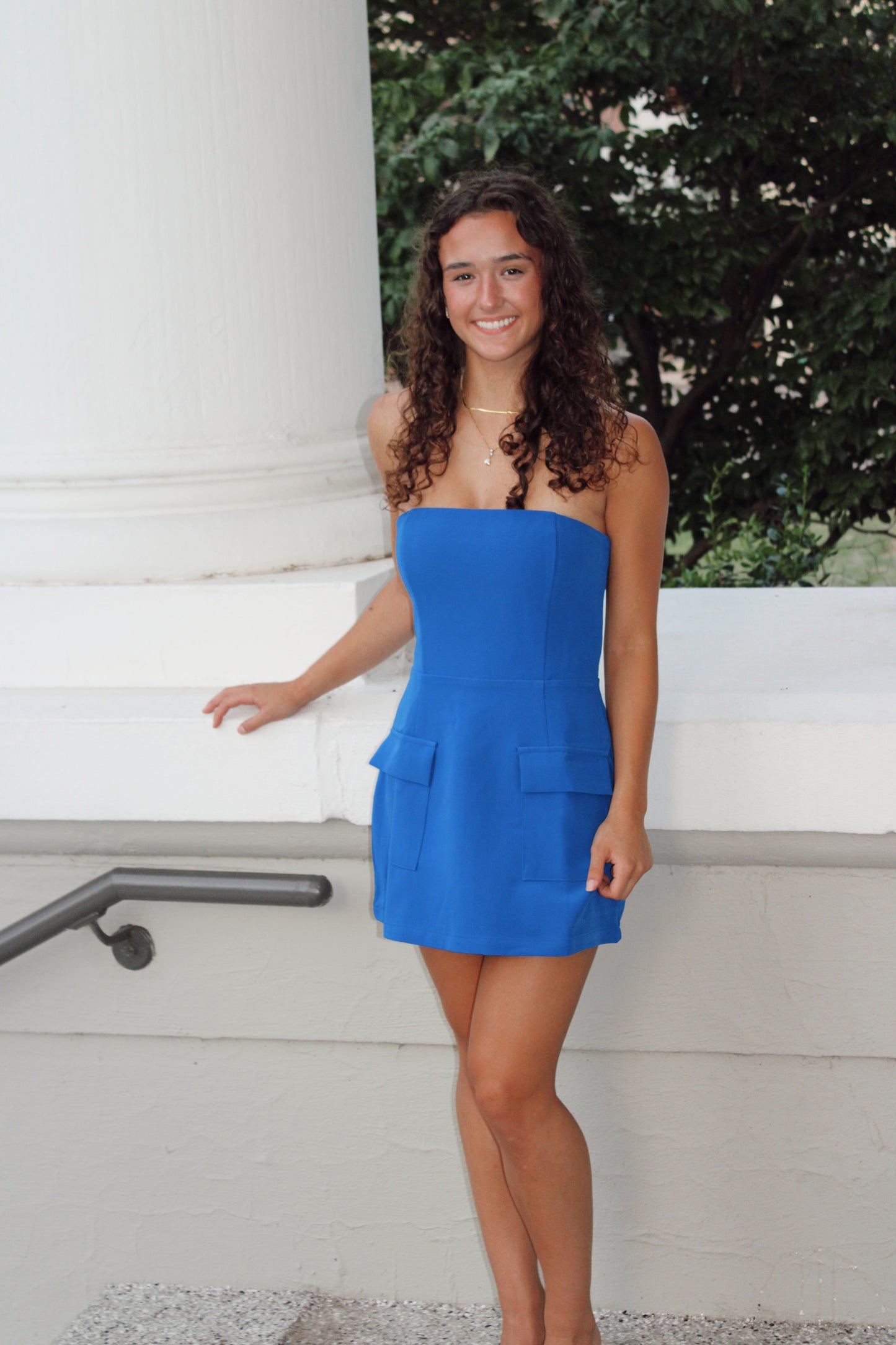 Macie Strapless Front Pocket Mini Dress