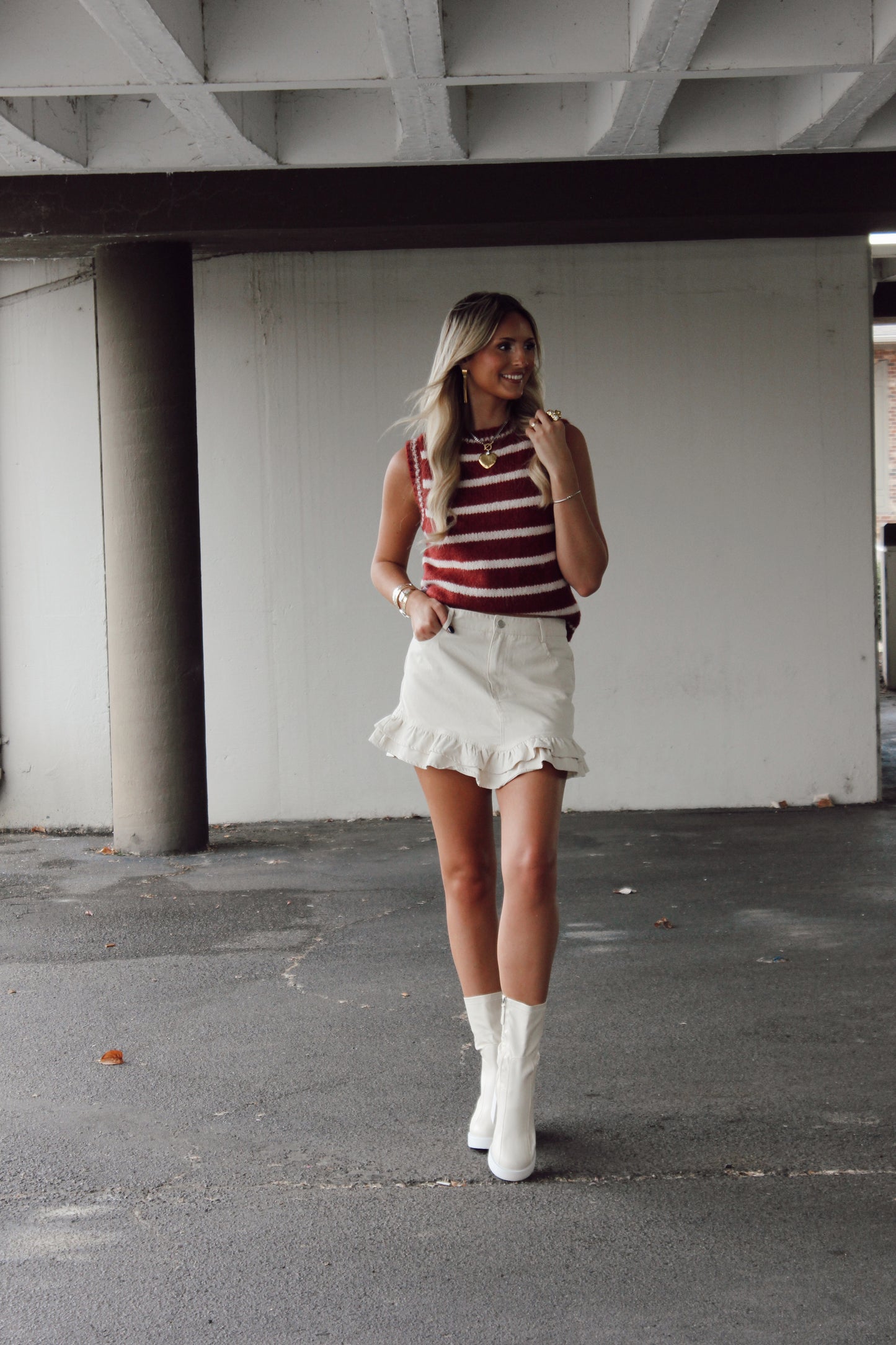 Jenna Ruffle Khaki Skirt