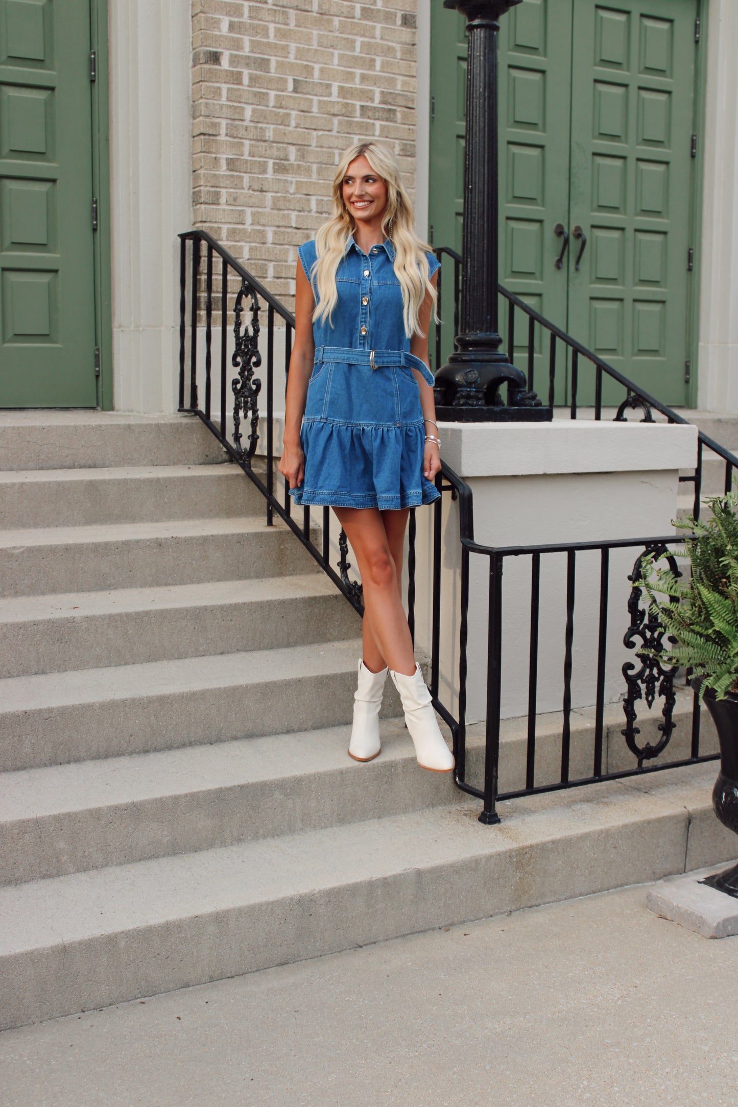 Ella Denim Drop Waist Mini Dress