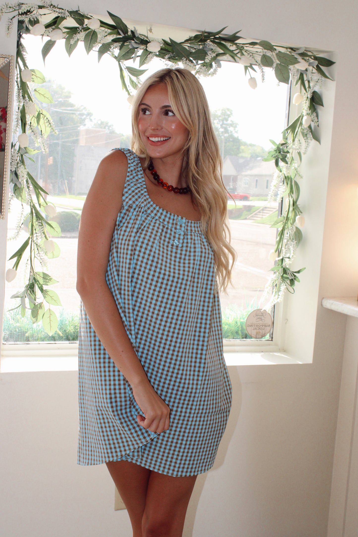 Randy Gingham Swing Mini Dress