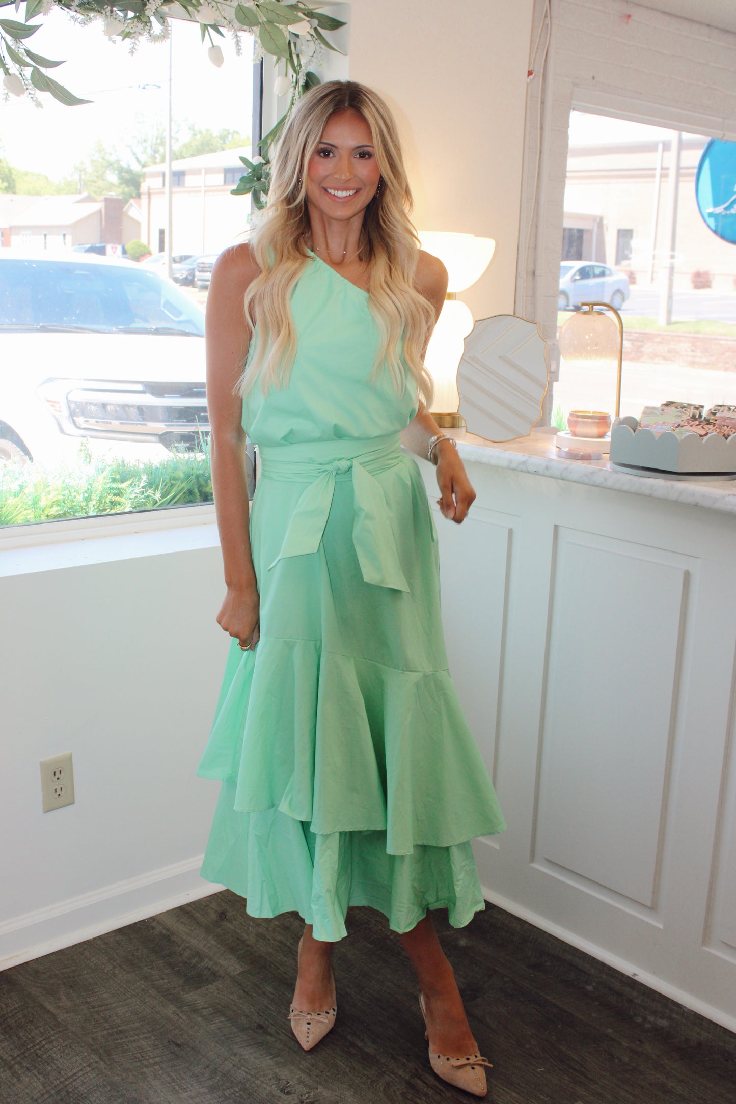 Sadie Scarf Neck Tiered Maxi Dress