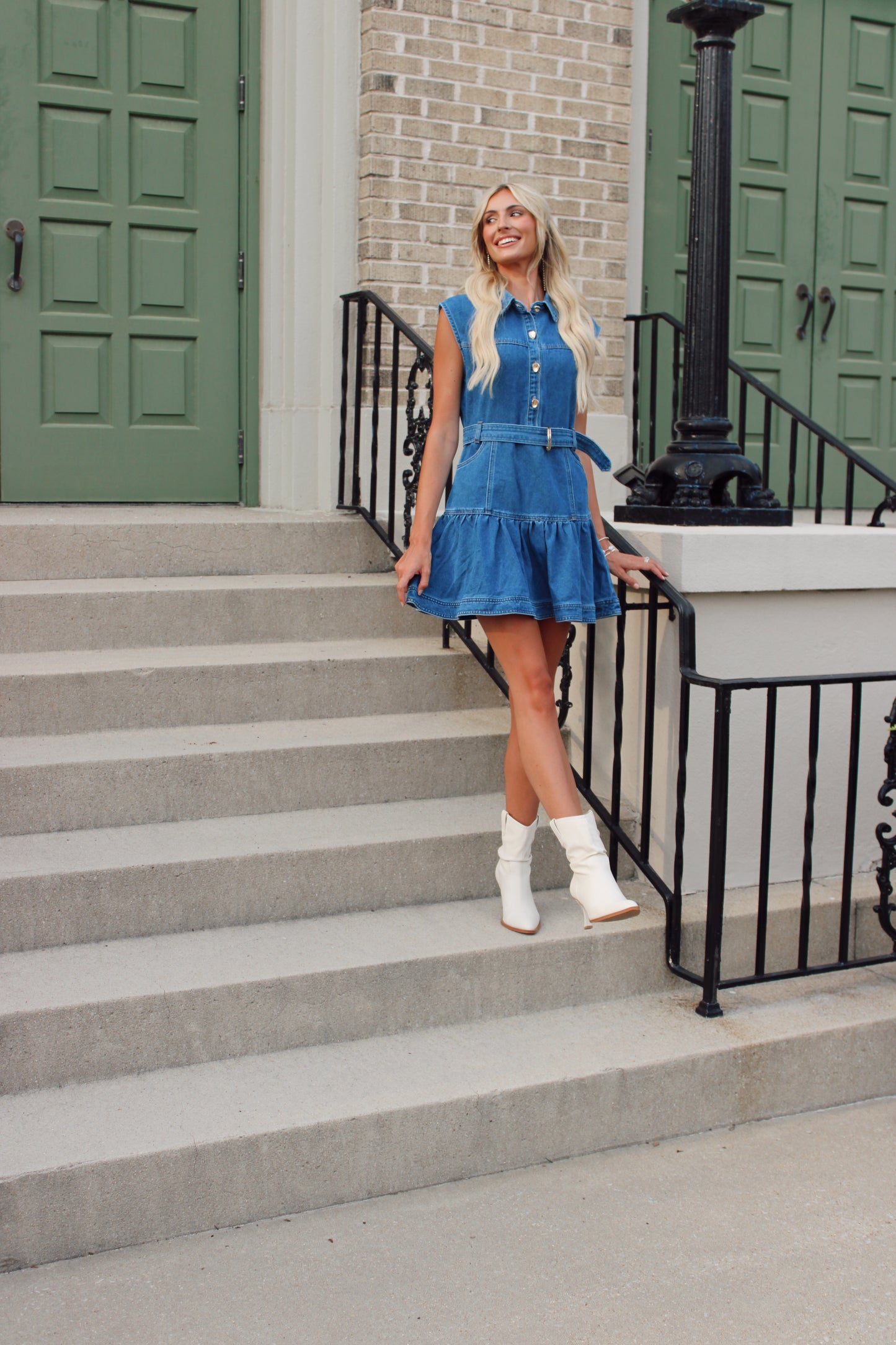 Ella Denim Drop Waist Mini Dress