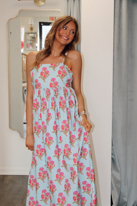 Gabi Floral Print Waist seam Maxi Dress