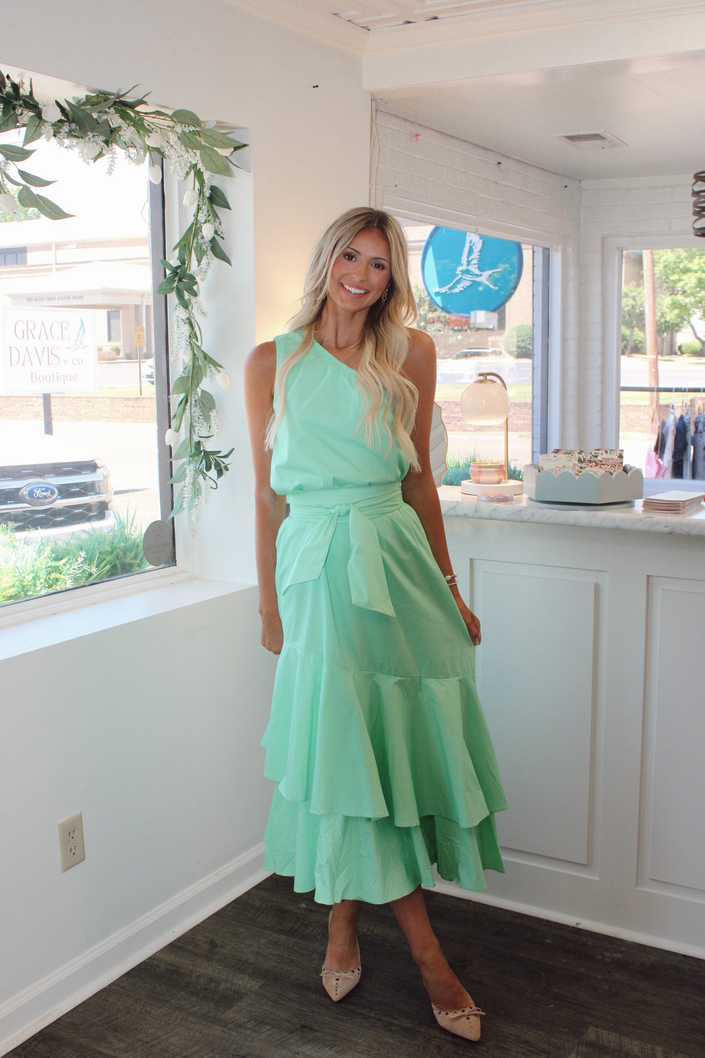 Sadie Scarf Neck Tiered Maxi Dress