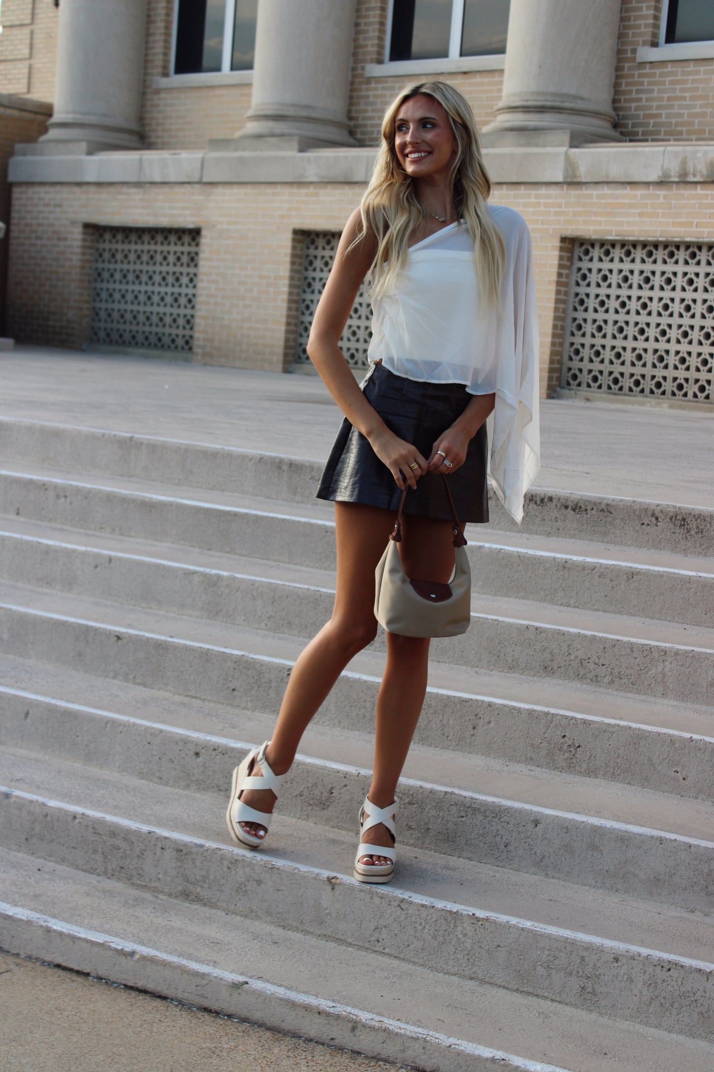 Brown Faux Croc Mini Skort