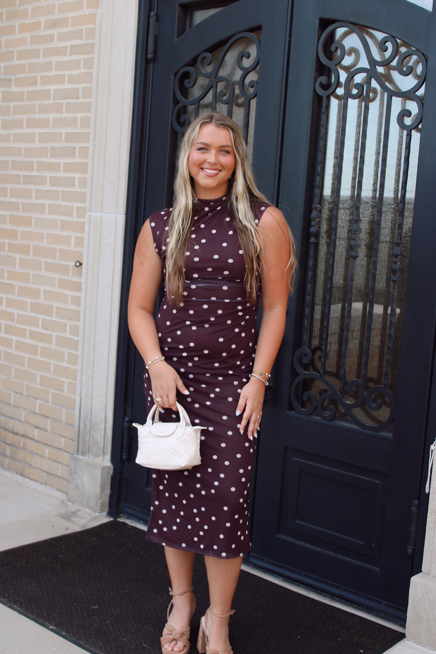 Paige Polka Midi with Side Slit