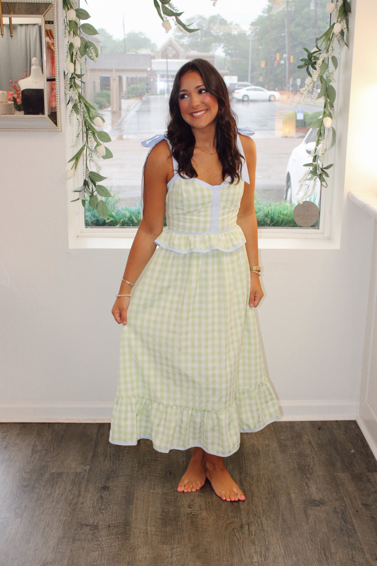 Charleston Gingham Maxi Dress