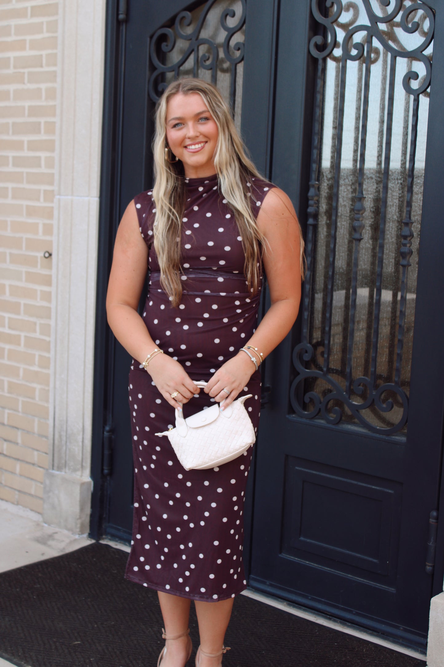 Paige Polka Midi with Side Slit