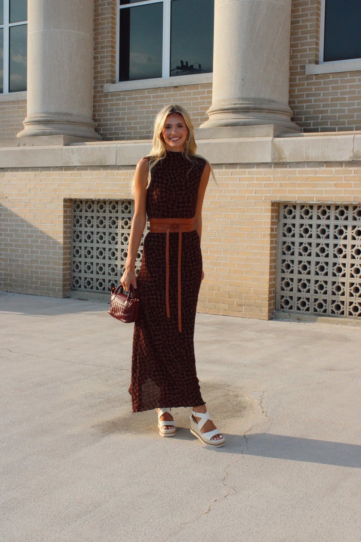 Riley Smocked Mock Neck Printed Maxi