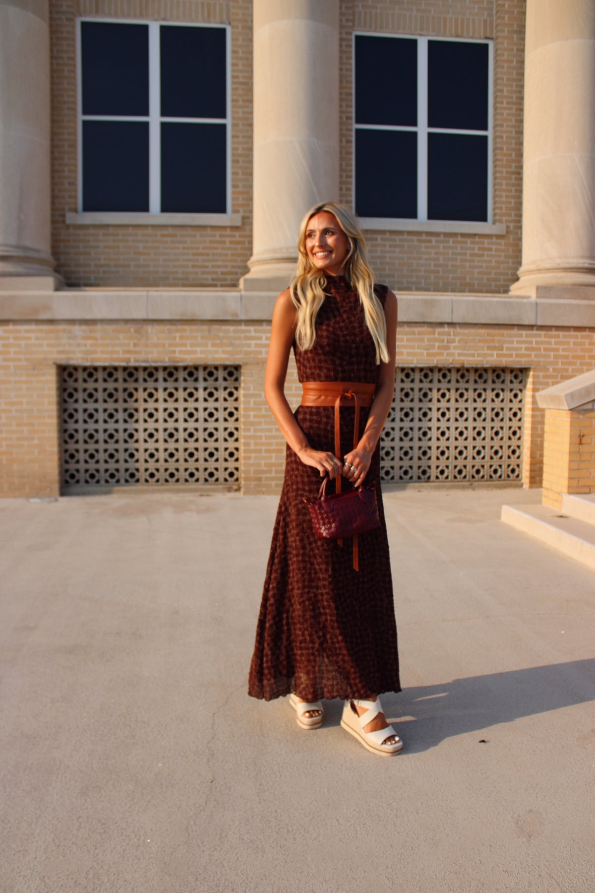 Riley Smocked Mock Neck Printed Maxi