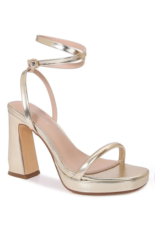 Gold Platform Wrap-Around Heel Sandal