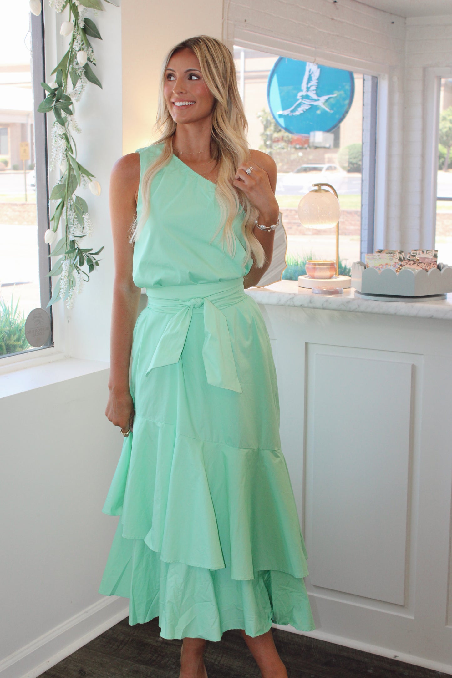 Sadie Scarf Neck Tiered Maxi Dress