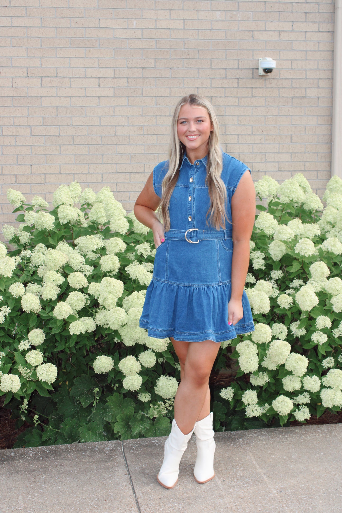 Ella Denim Drop Waist Mini Dress