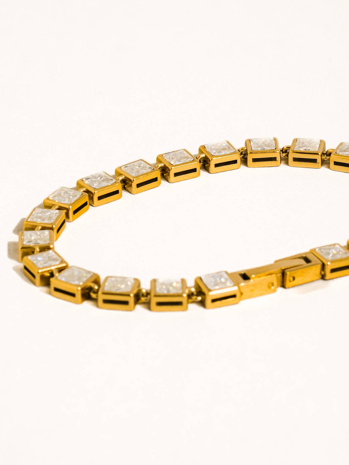 Gold Square Diamond Tennis Bracelet