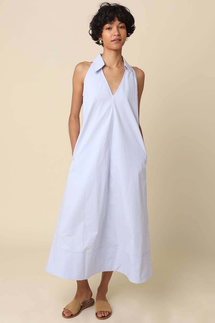 Clara Collared A-Line Maxi Dress