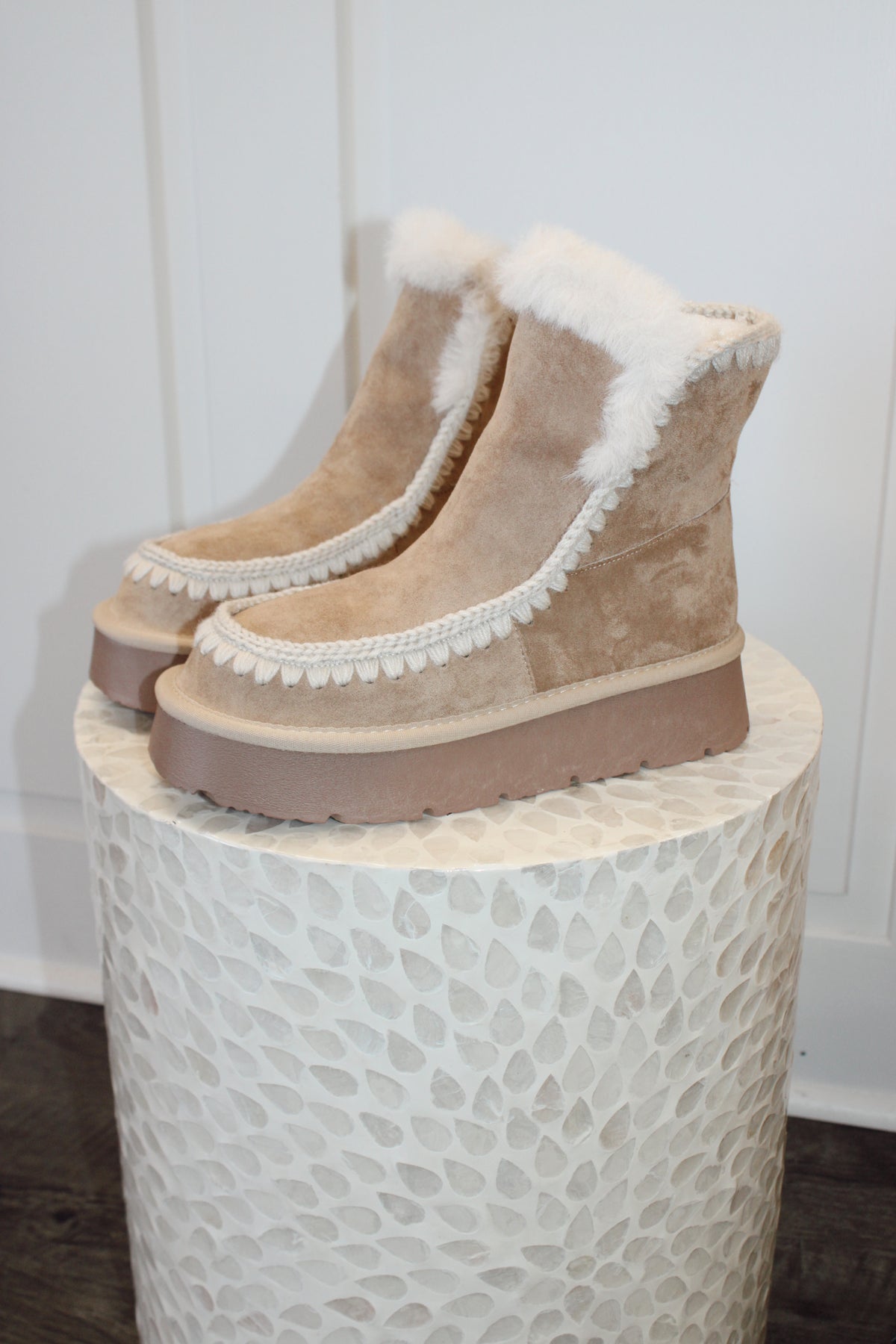 The Julie Almond Trim Platform Boot