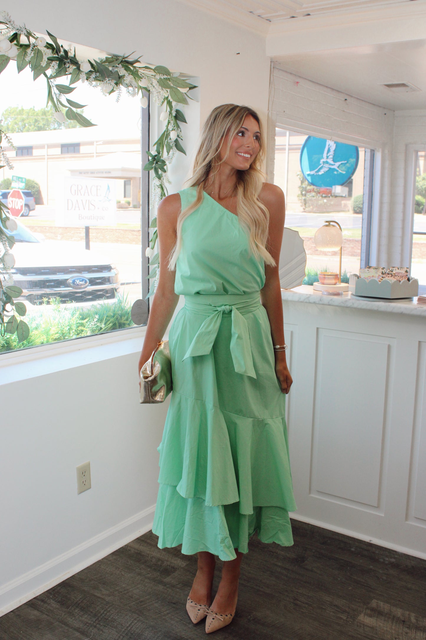 Sadie Scarf Neck Tiered Maxi Dress