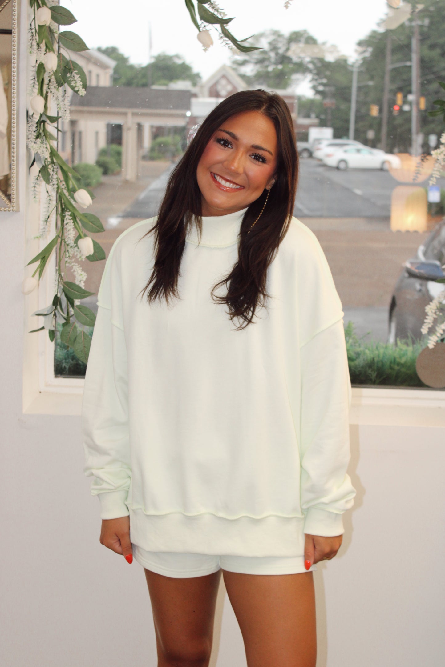 Match Point Mock Neck Matching Set-Green