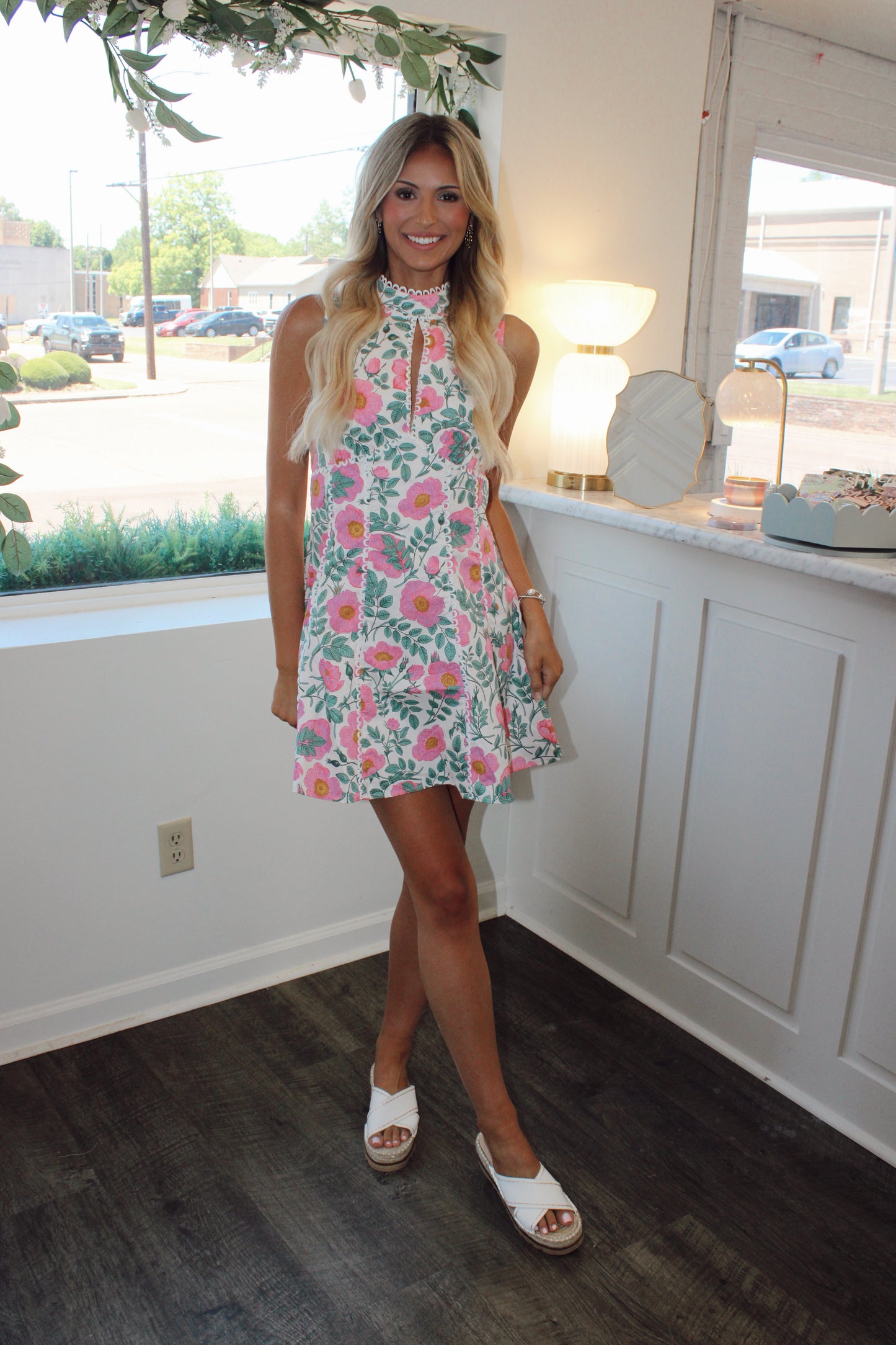 Lucy Lace Trim Open Back Mini Dress