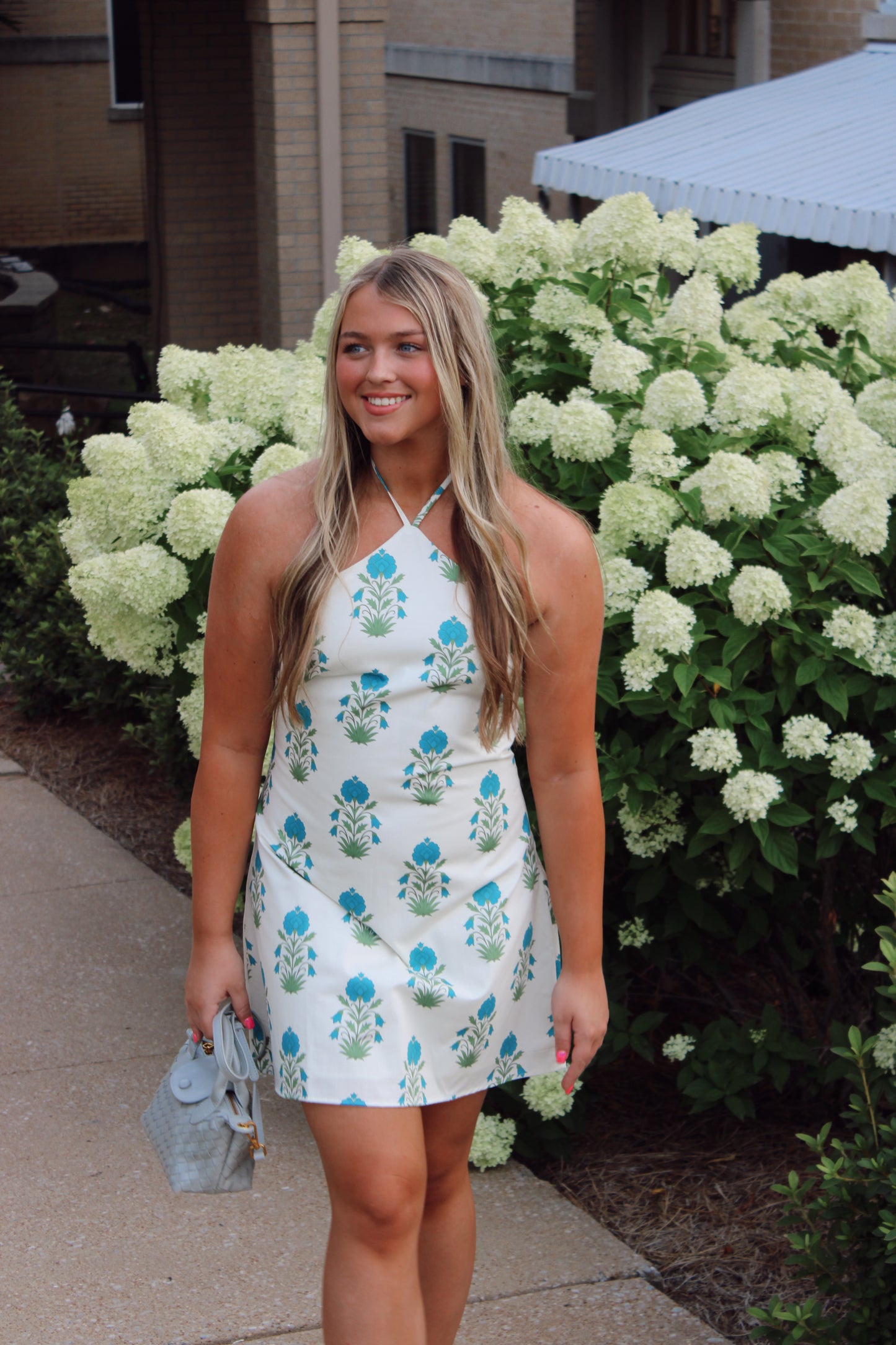Madilynn Floral Halter Side Zipper Neck Mini Dress