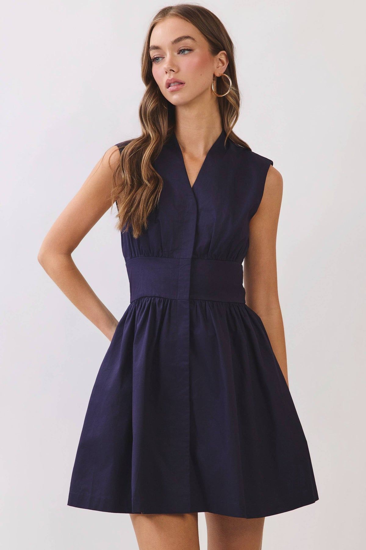 Jamie Sleeveless Fit & Flare Waist Belt Mini Dress