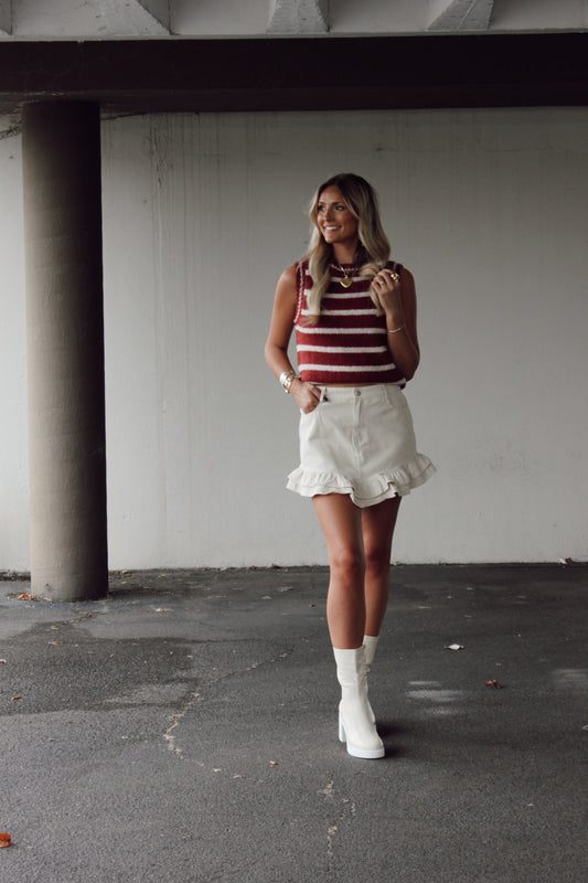 Jenna Ruffle Khaki Skirt