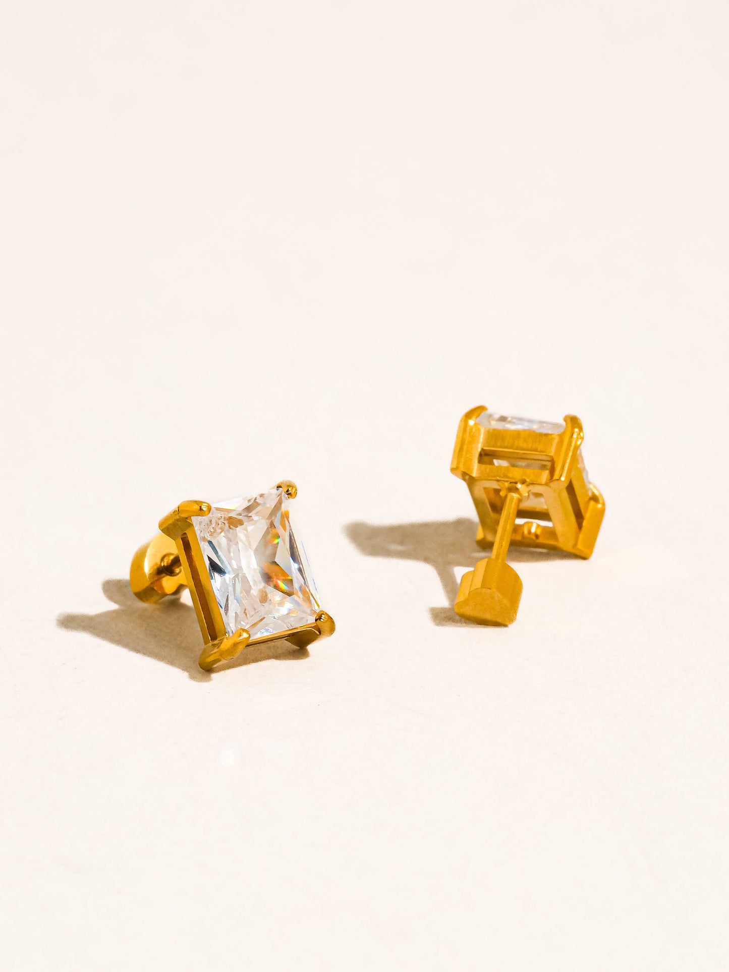 Diamond Stud Round Back Earrings