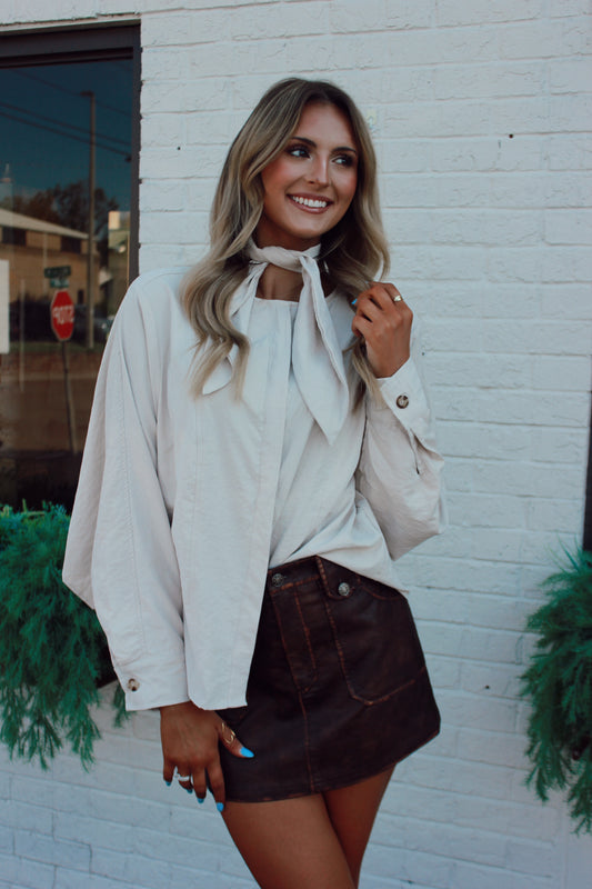 Flynn Cream Tied Blouse