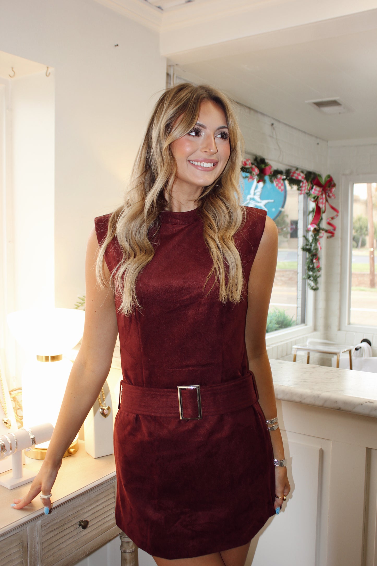 Mock Neck Sleeveless Mini Dress