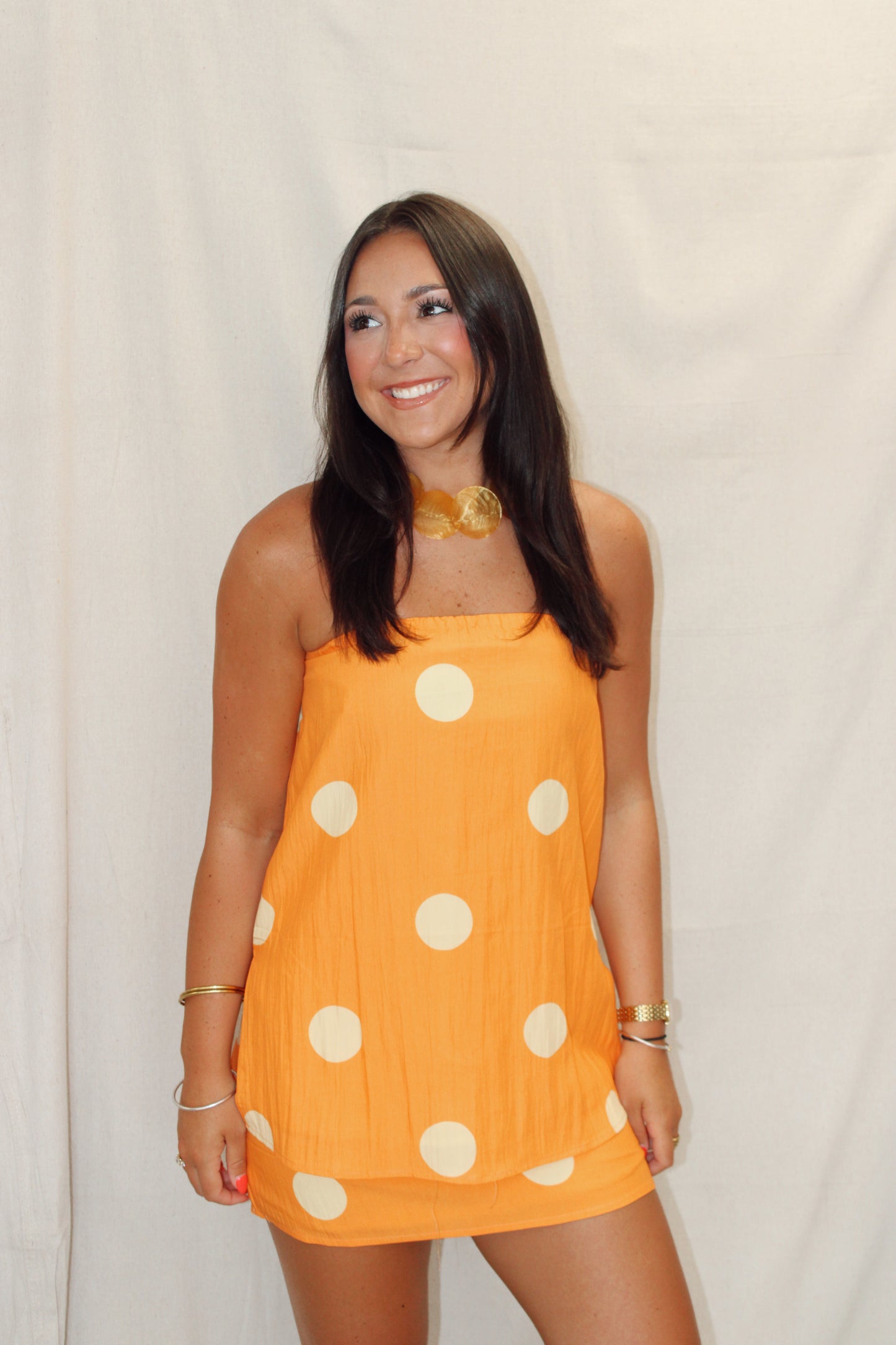 Easton Polka Dot Strapless Top and Skirt Set