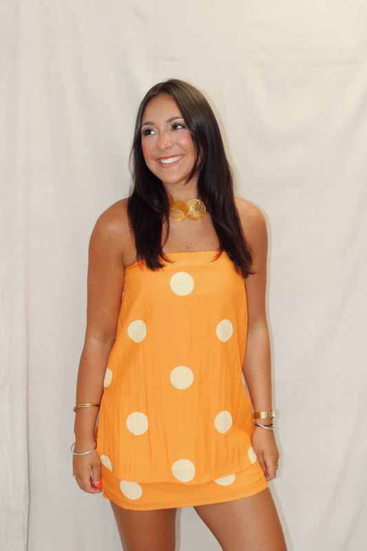 Easton Polka Dot Strapless Top and Skirt Set
