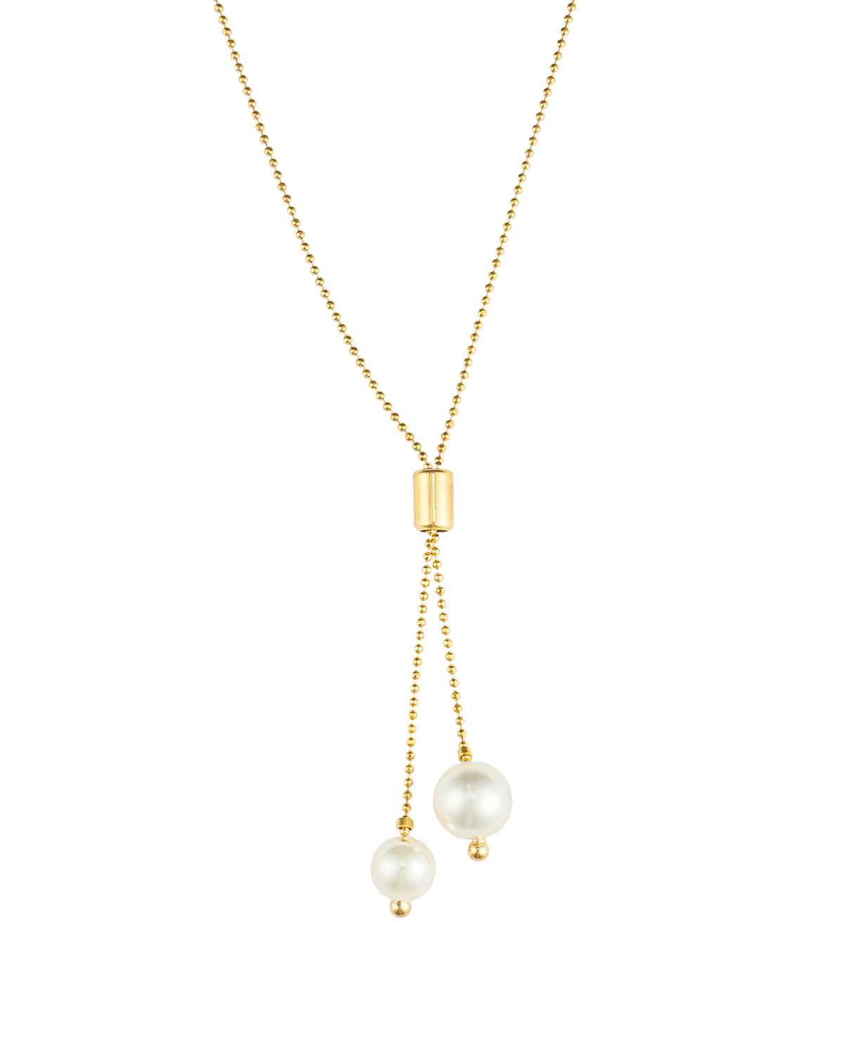Abbott Adjustable Ball Chain Tie With Pearl Beads
