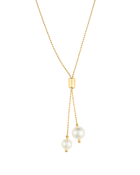 Abbott Adjustable Ball Chain Tie With Pearl Beads
