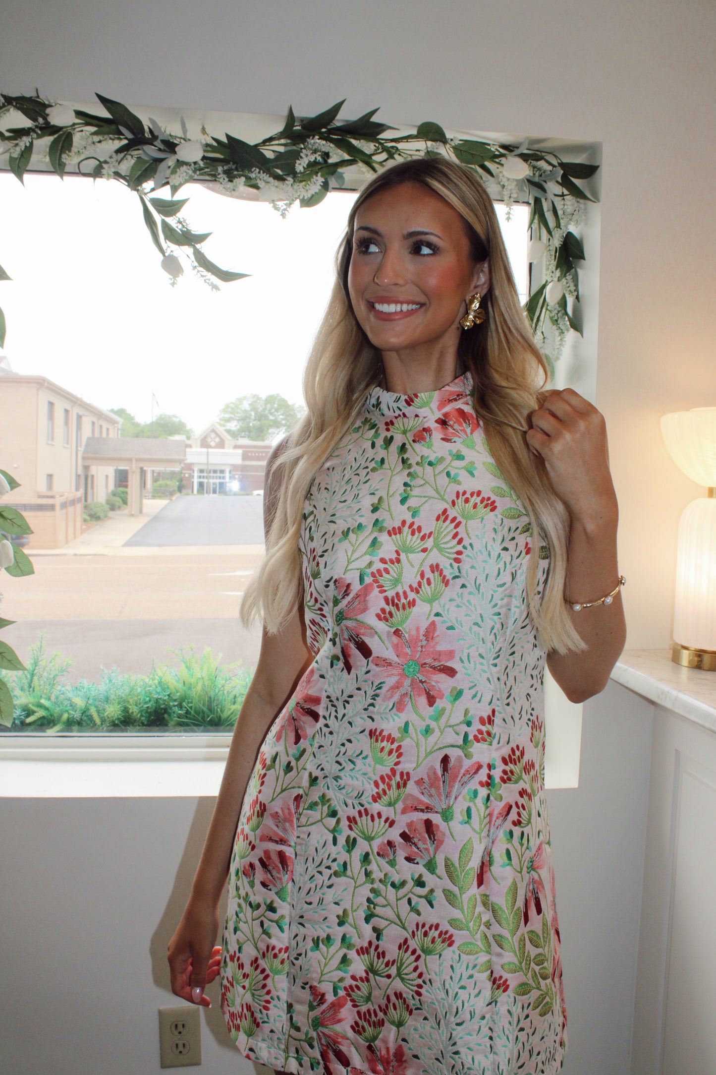 Carter Printed Floral Mock Neck Mini
