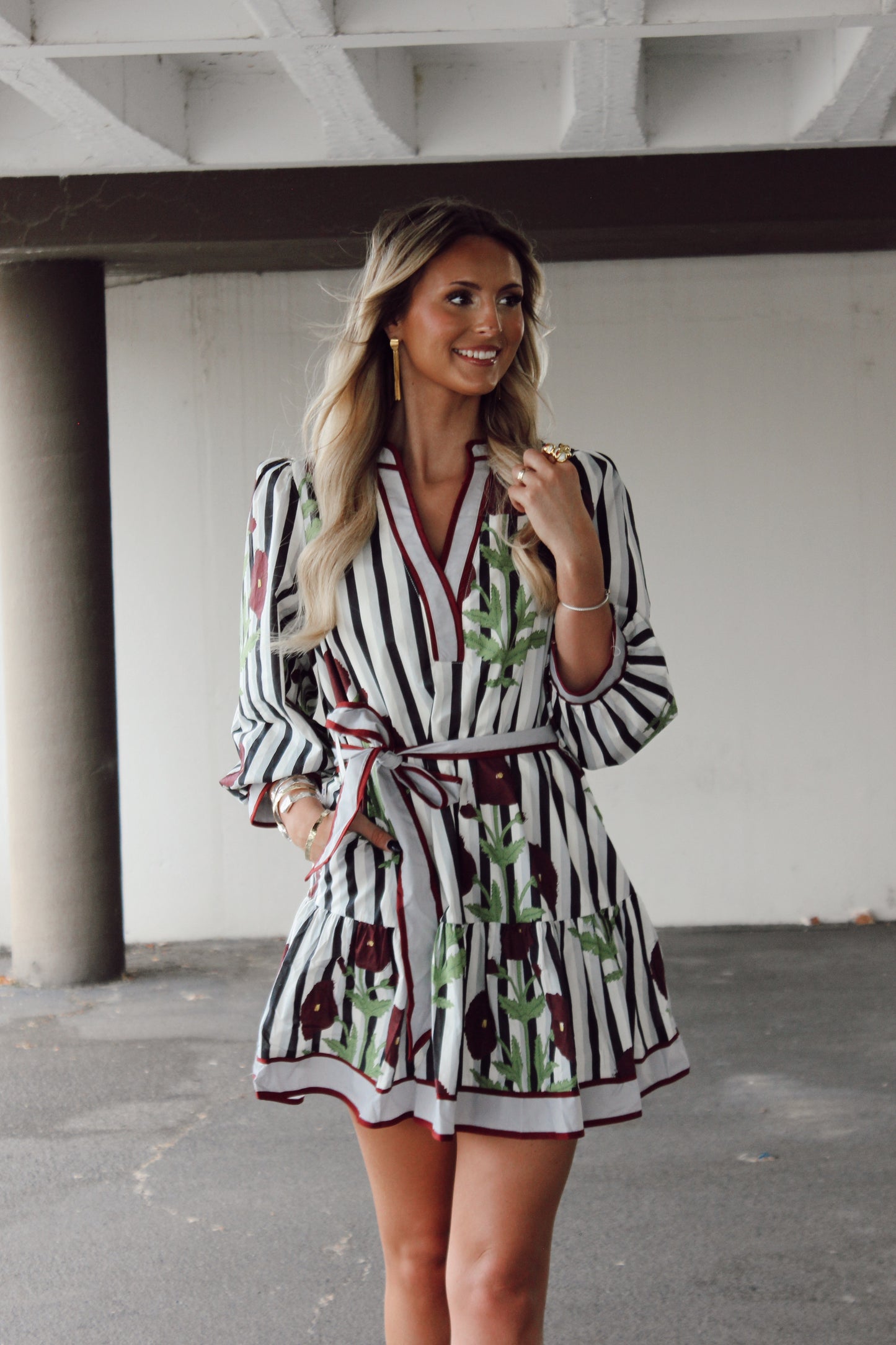 Madison Stripe and Floral Mini Dress