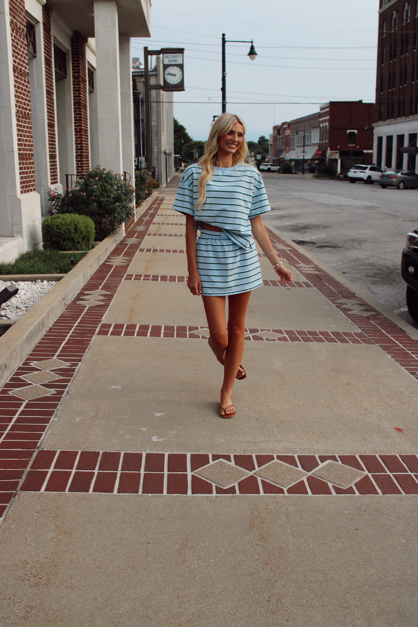 Tatum Striped Set in Green and Baby Blue