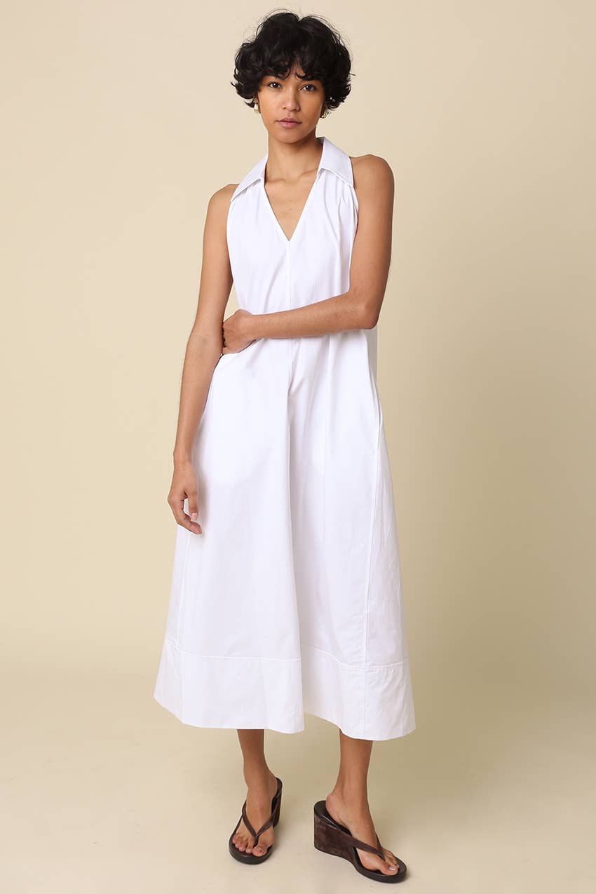 Clara Collared A-Line Maxi Dress