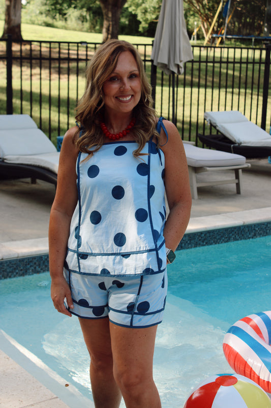 Perfectly Polka Light Blue and Navy Set