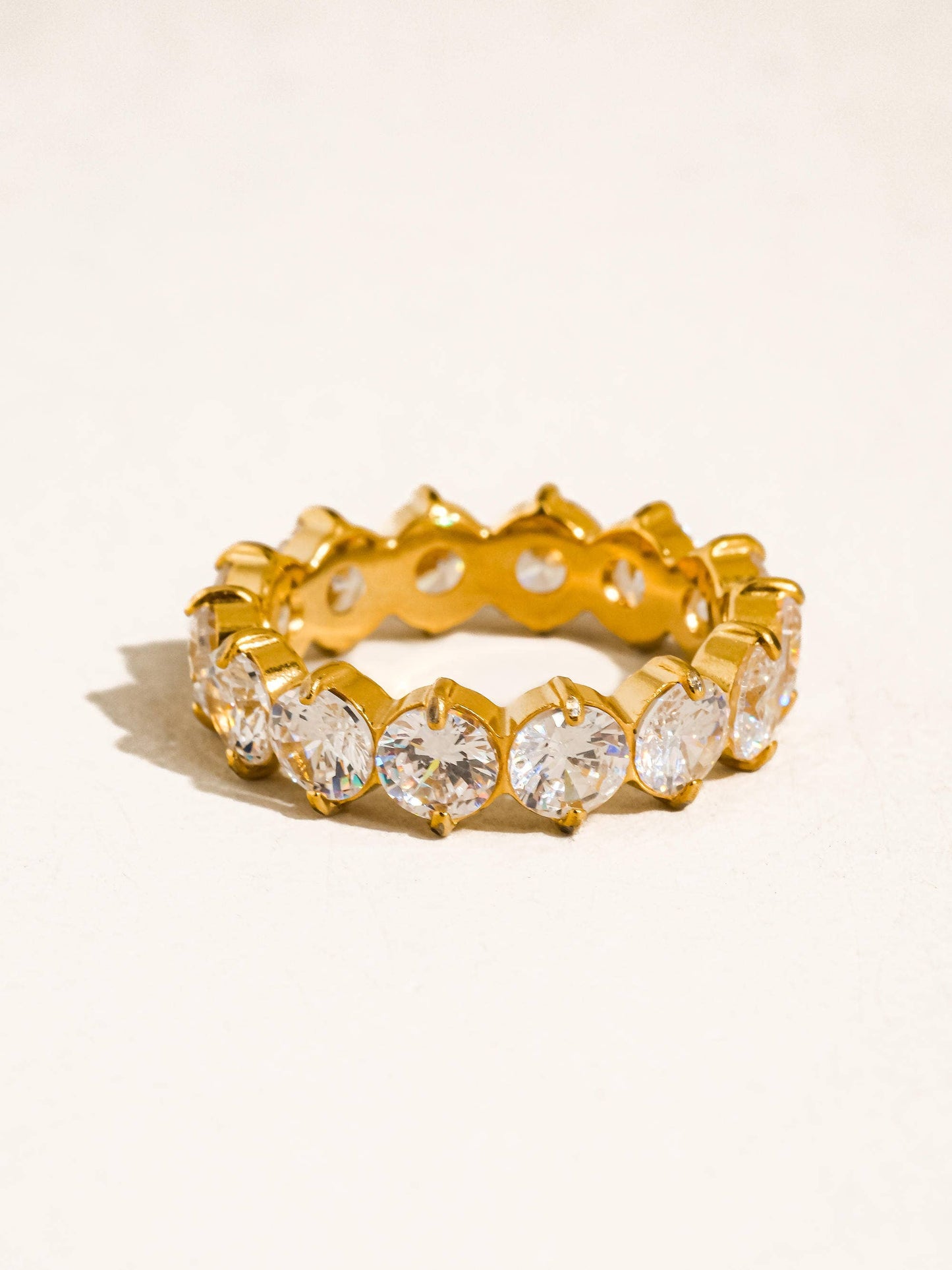 Veloura 18K Gold Non-Tarnish CZ Eternity Ring Size 7