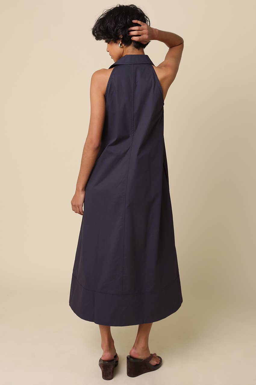 Clara Collared A-Line Maxi Dress