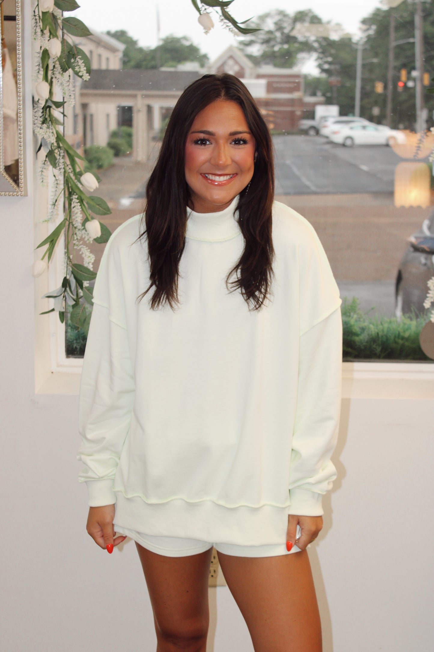 Match Point Mock Neck Matching Set-Green