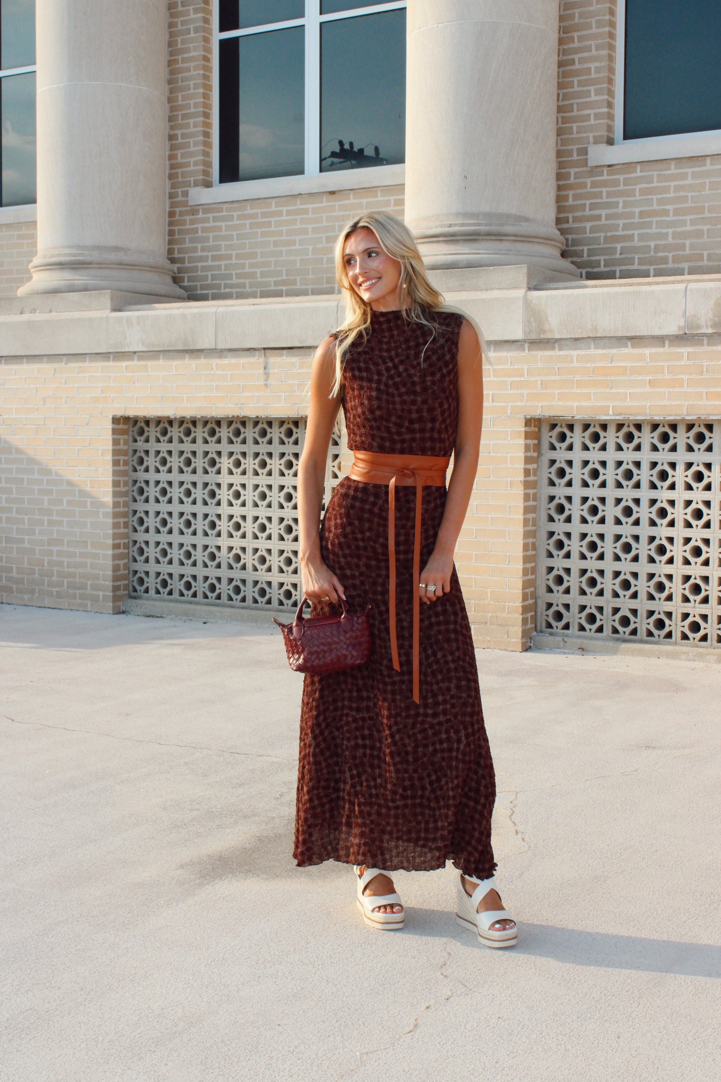 Riley Smocked Mock Neck Printed Maxi