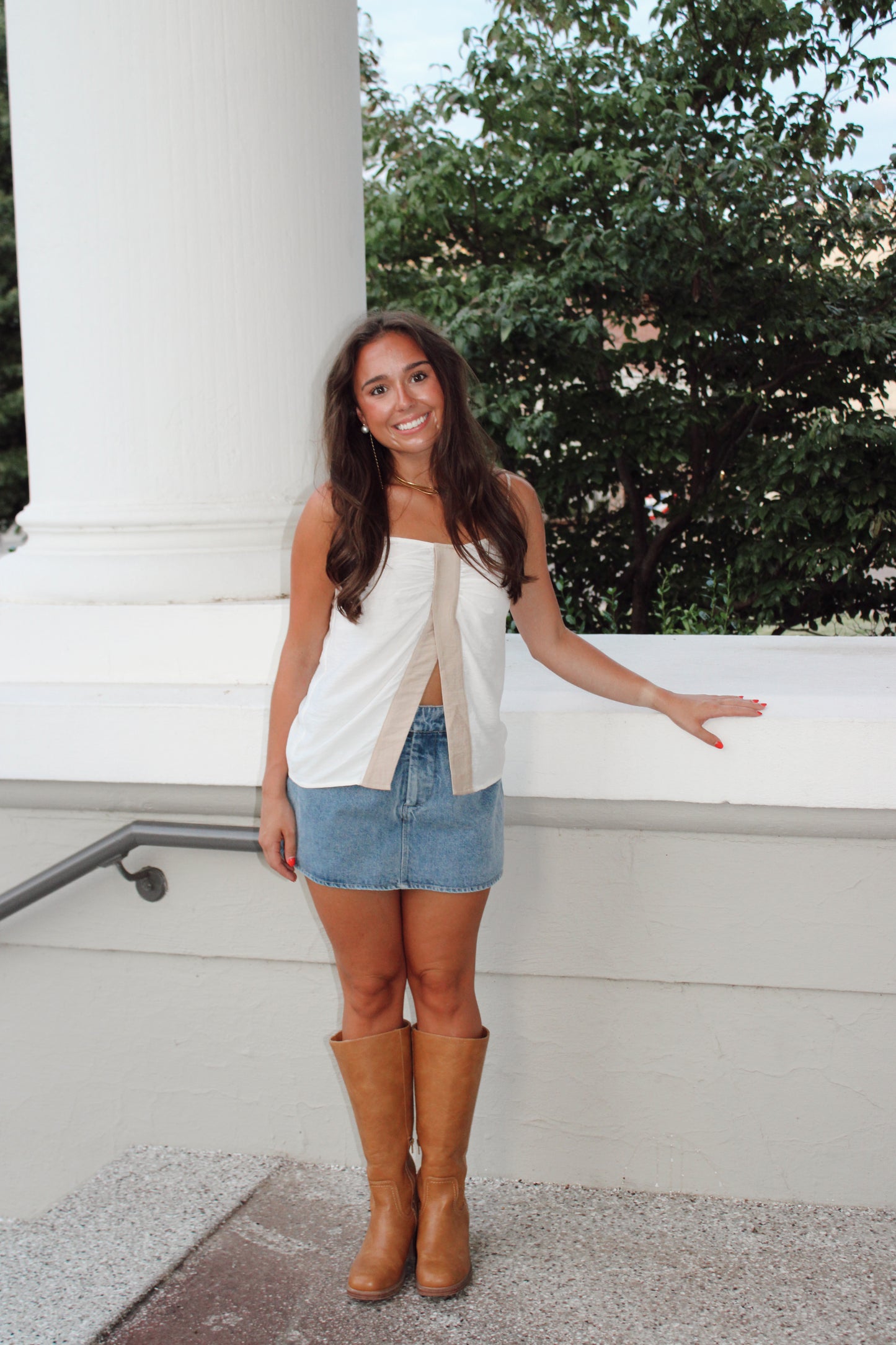 Denim Medium Wash A line Mini Skort