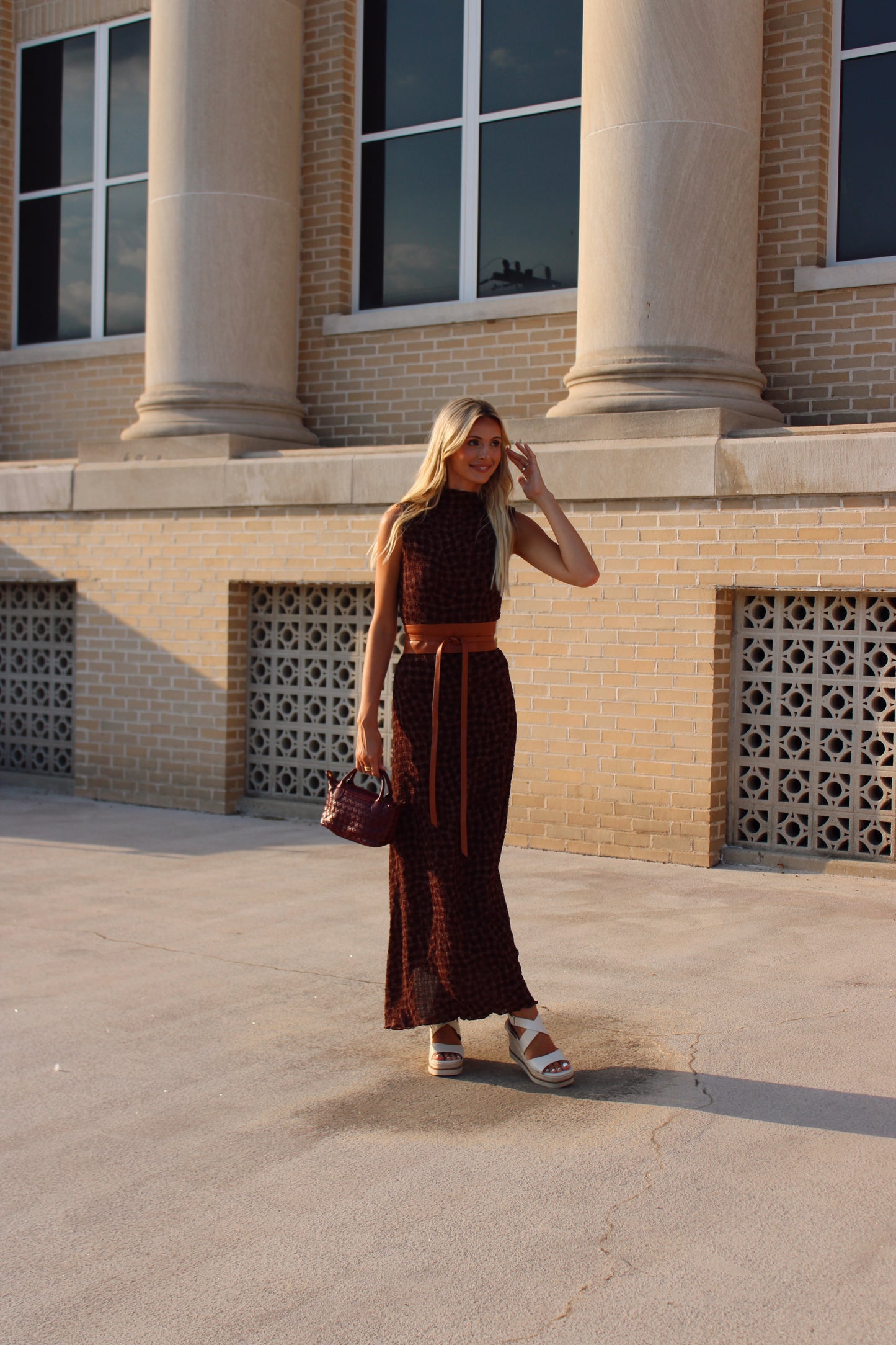 Riley Smocked Mock Neck Printed Maxi