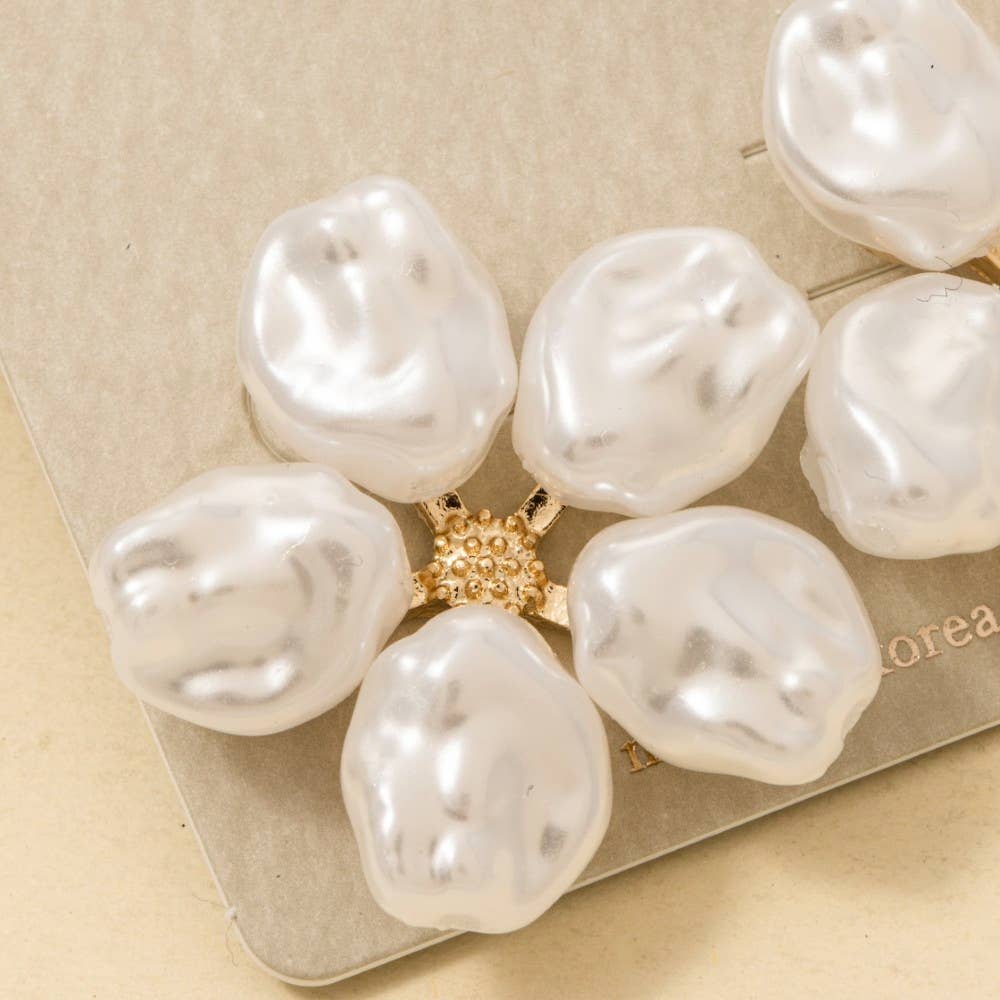 Chunky Pearl Flower Stud Earrings