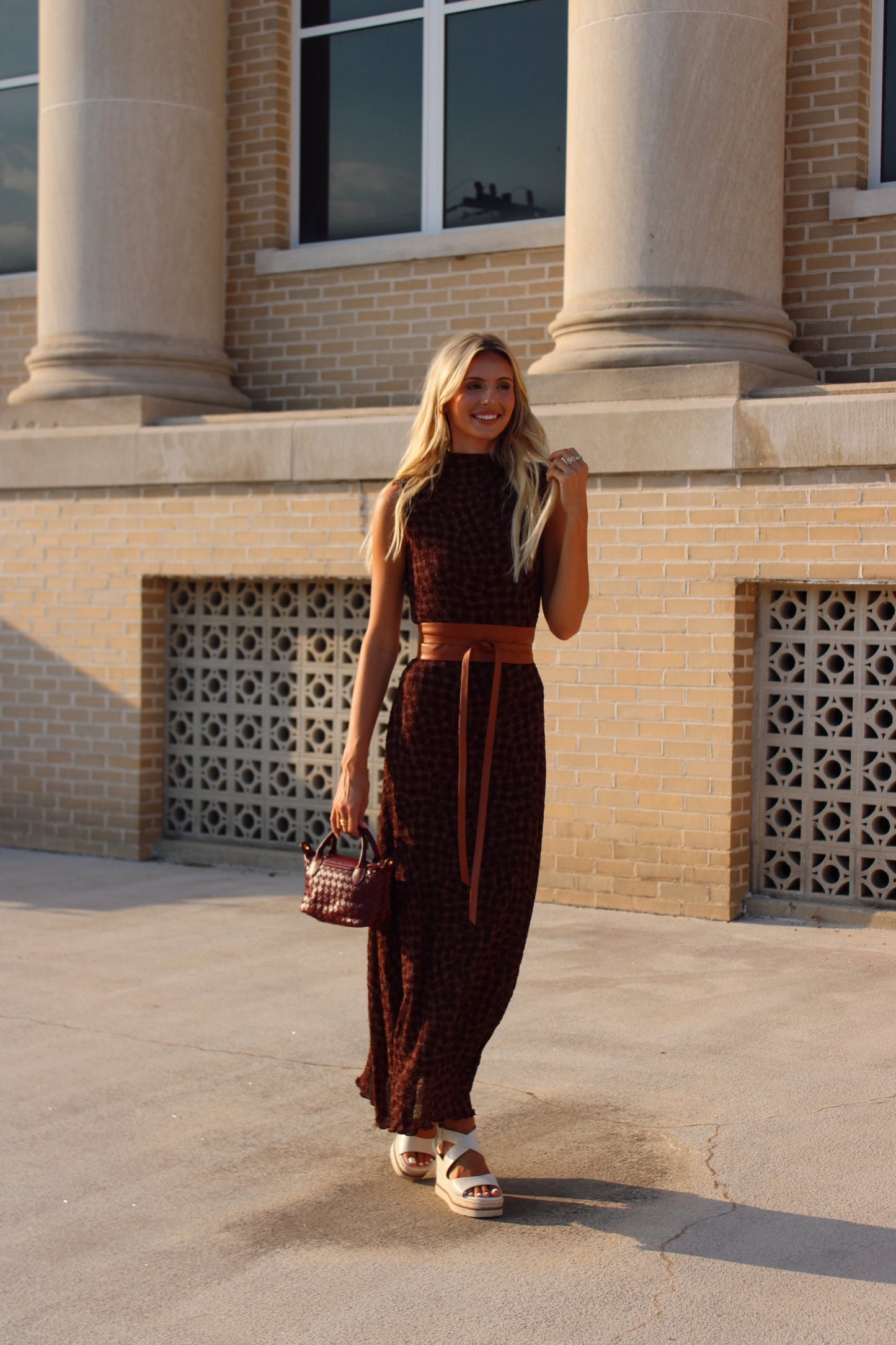Riley Smocked Mock Neck Printed Maxi