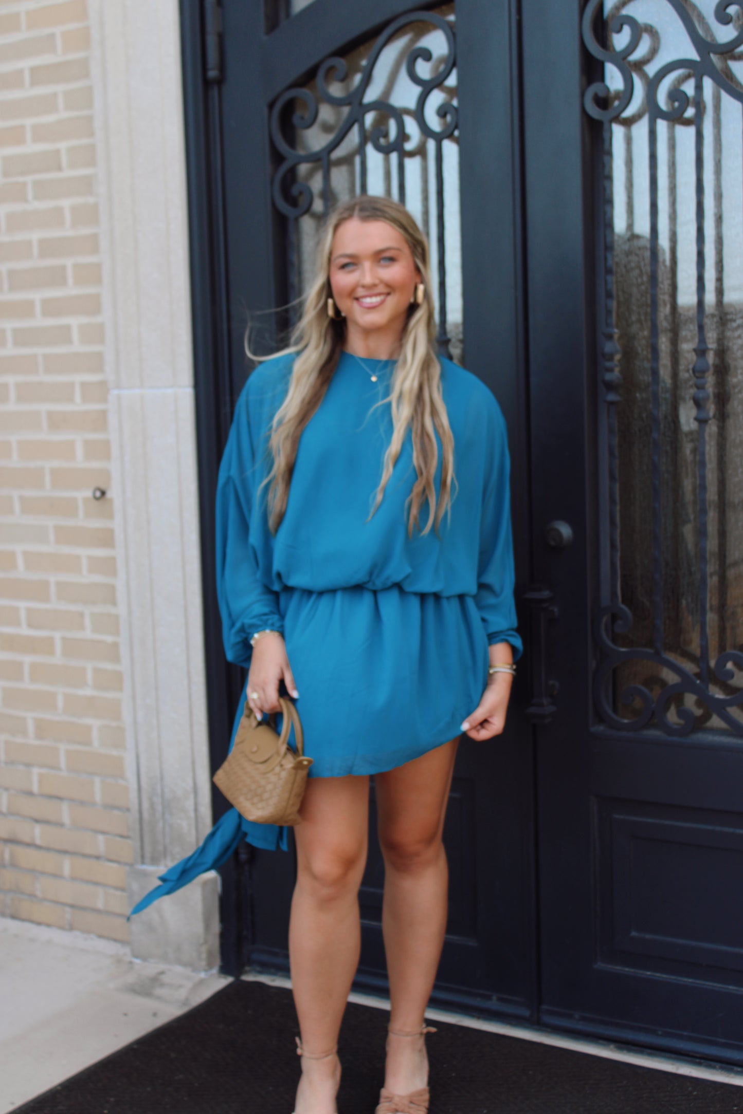 Burkley Draped Asymmetric Chiffon Mini Dress