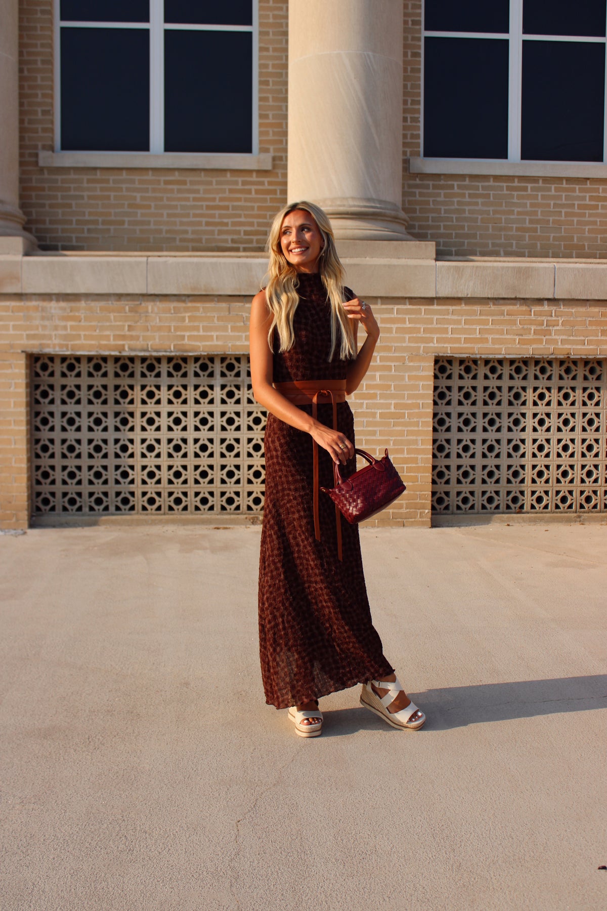 Riley Smocked Mock Neck Printed Maxi