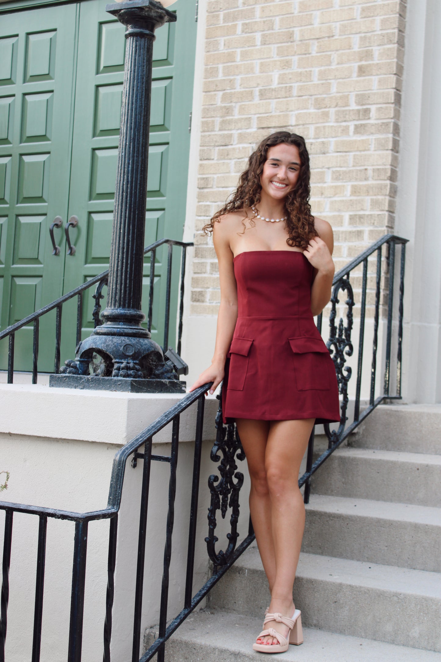 Macie Strapless Front Pocket Mini Dress