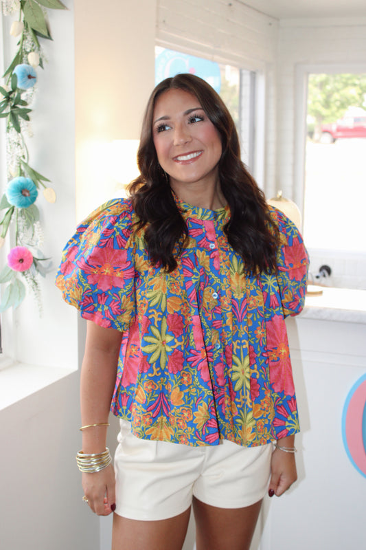 Lucia Floral Puff Sleeve Blouse